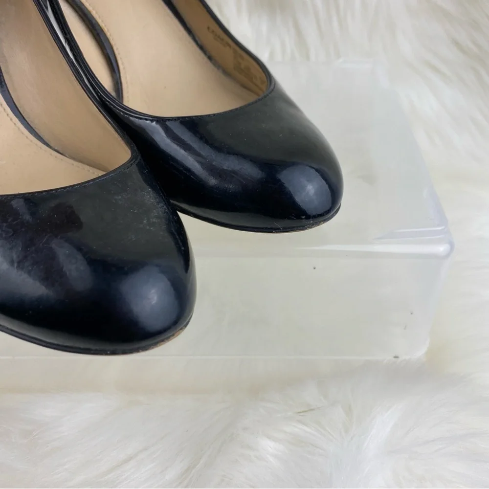 COACH BLACK PATENT LEATHER CLASSIC PUPS STILETTO HEELS SIZE 7.5